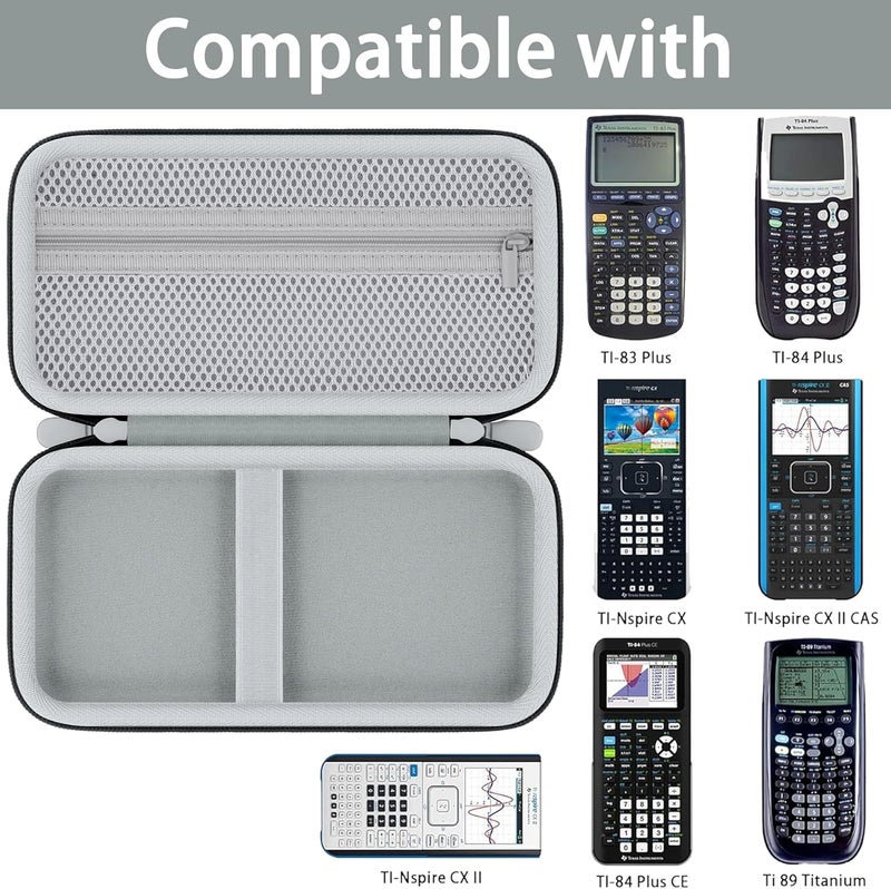 Baval Calculator Case Compatible with Texas Instruments TI-84 Plus CE/TI-84 Plus/TI-Nspire CX II CAS/TI-Nspire CX II/TI-83 Plus/TI-89 Titanium Color Graphing Calculator(White Case,Black Zipper) - Image 3